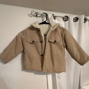 Kids Beige Corduroy Sherpa-Lined Jacket